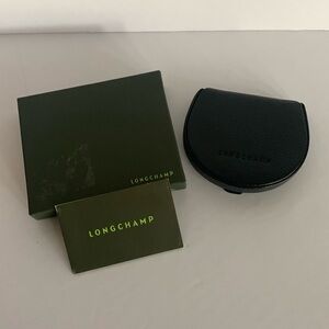 Longchamp Le Foulonne Coin Purse in black leather